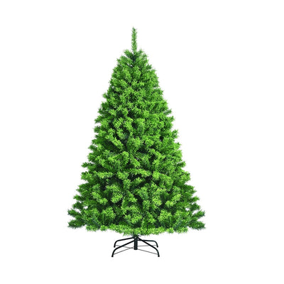 7.5ft Unlit Green Flocked Artificial Christmas Tree with Metal Stand