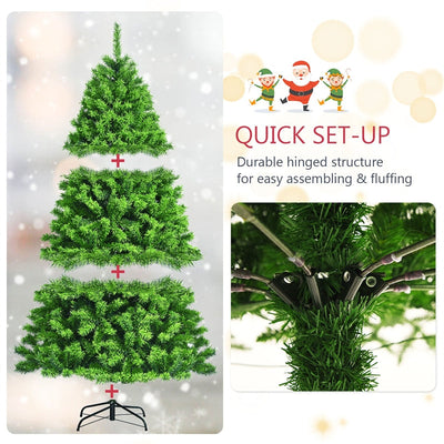 7.5ft Unlit Green Flocked Artificial Christmas Tree with Metal Stand