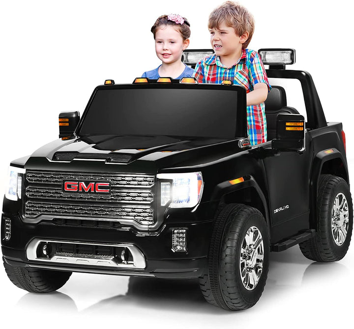 2 Seater Battery Powered GMC Kids Ride on Truck 12V Licensed Electric Car with Remote Control and Storage Box-Canada Only