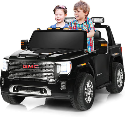 2 Seater Battery Powered GMC Kids Ride on Truck 12V Licensed Electric Car with Remote Control and Storage Box