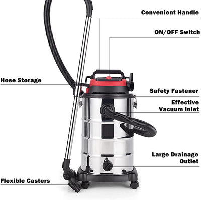 1200W 3-in-1 Portable Vacuum Cleaner with Dry Wet and Blowing Function for Garage Workshop Home