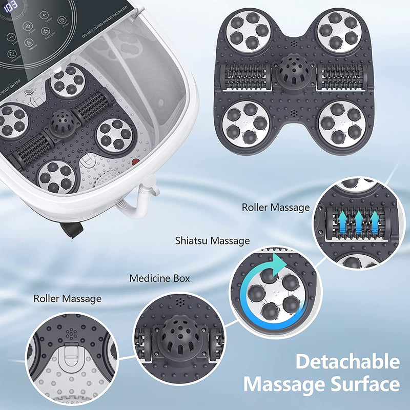 Shiatsu Foot Spa Bath Massager with Motorized Rollers and Heat, Electric Foot Soaker for Feet Stress Relief