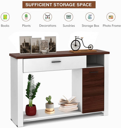 48'' Console Table Entryway Table, Side Table with Drawer and Cabinet