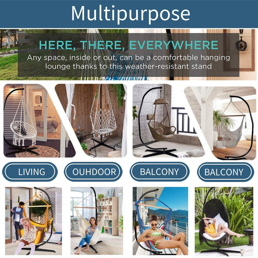 Hanging Hammock with solid steel C stand frame