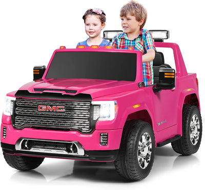 2 Seater Battery Powered GMC Kids Ride on Truck 12V Licensed Electric Car with Remote Control and Storage Box