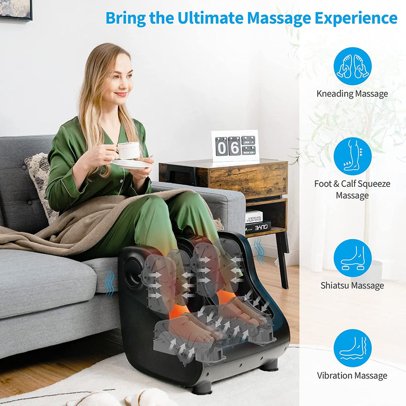 Shiatsu Foot and Calf Massager with Kneading and Heating for Plantar Fasciitis