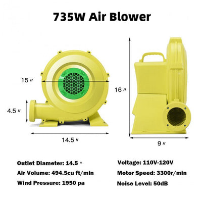 735 W 1.0 HP Air Blower Fan Pump for Bounce House