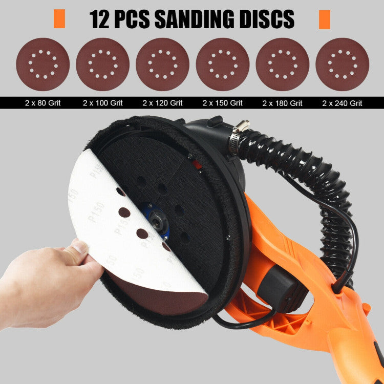 750W Drywall Sander 800-1750 RPM Electric Foldable Sander Machine with Removable Edge and Adjustable Variable Speed