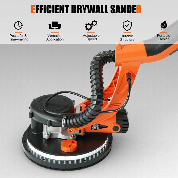750W Drywall Sander 800-1750 RPM Electric Foldable Sander Machine with Removable Edge and Adjustable Variable Speed