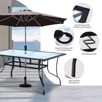 7 Pieces Patio Dining Set Outdoor Table and Chairs Furniture Set with Umbrella Hole