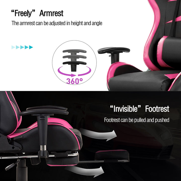 Massage Gaming Chair with Footrest
