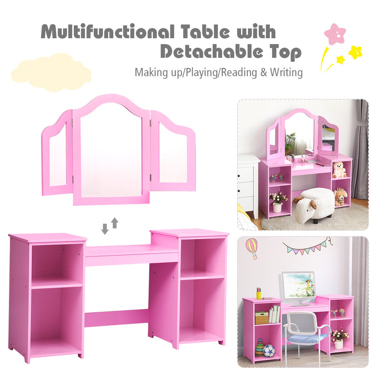 2 in 1 Detachable Design Kids Vanity Dressing Table