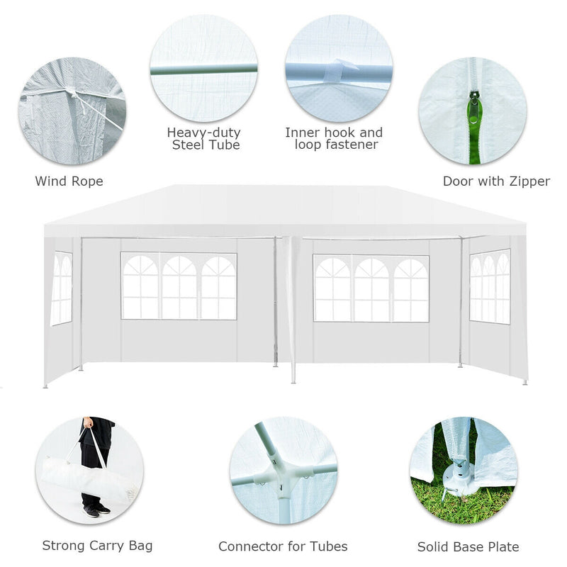 10 x 20 Feet 6 Sidewalls Canopy Tent with Carry Bag