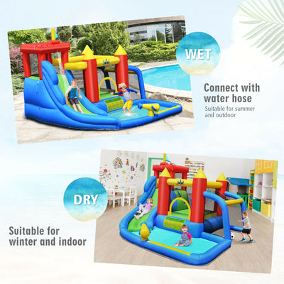 Inflatable Bouncer Bounce House with Water Slide Splash Pool without Blower