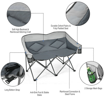 Folding Camping Chair with Bags and Padded Backrest