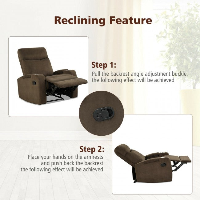 Single Recliner Chair Adjustable Sofa Lounger Home Theater Recliner Sofa Furniture with Backrest and Thick Seat Cushion