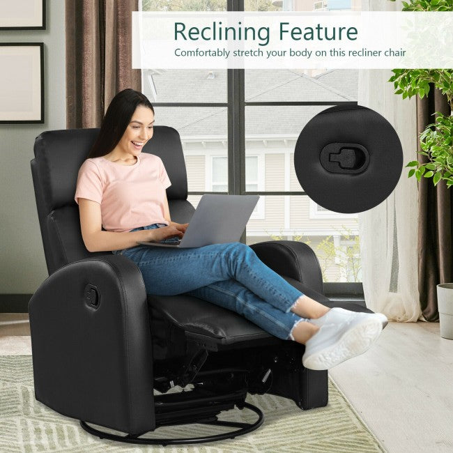 Single Recliner Chair Swivel Rocker Sofa Home Theater Seating with Padded Seat Backrest and Footrest