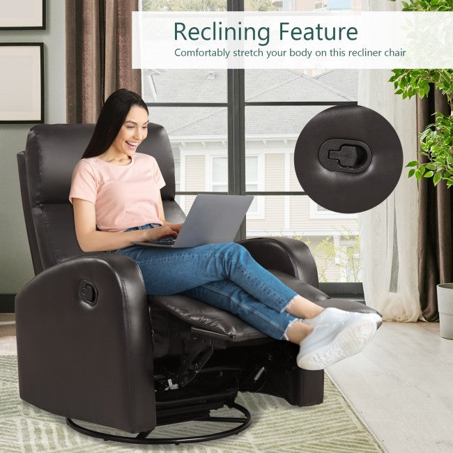 Single Recliner Chair Swivel Rocker Sofa Home Theater Seating with Padded Seat Backrest and Footrest