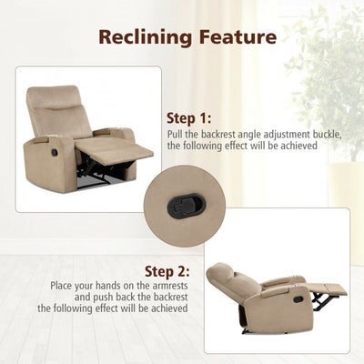 Single Recliner Chair Adjustable Sofa Lounger Home Theater Recliner Sofa Furniture with Backrest and Thick Seat Cushion