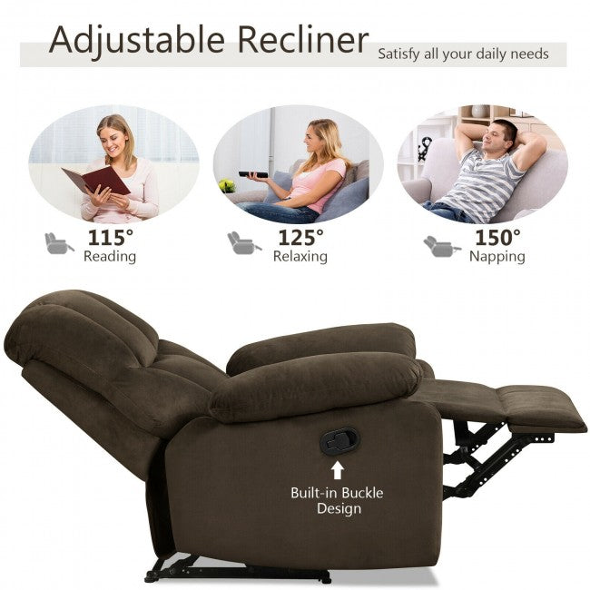 Single Recliner Chair Home Theater Sofa Lounger with Padded Seat Backrest