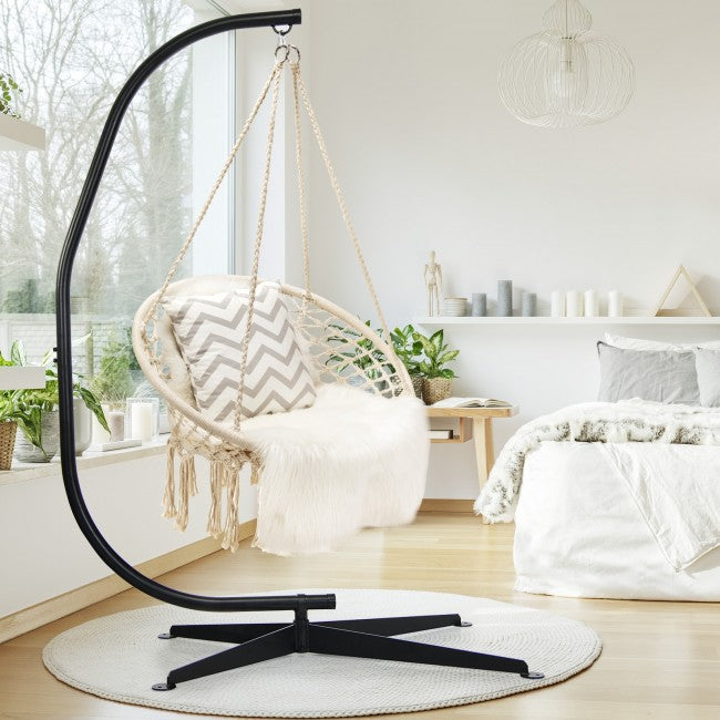 Hanging Hammock with solid steel C stand frame