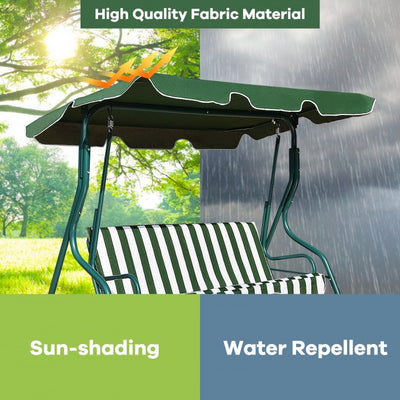 3 Seat Outdoor Patio Swing Chair Canopy Swing with Cushion and Steel Frame