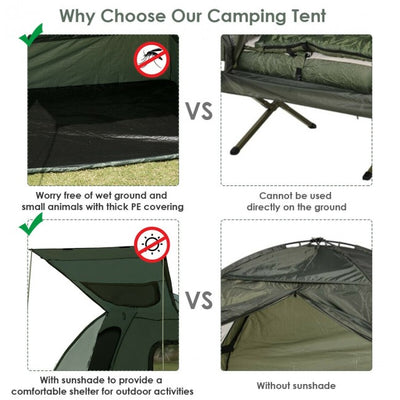 2-Person Outdoor Portable Camping Tent Compact Pop Up Combo Set with Sleeping Bag