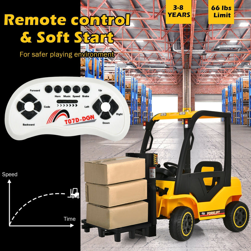 12V Kids Ride On Forklift with Remote Control and Back Trunk