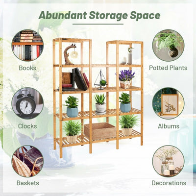 56" Multifunctional Bamboo Shelf Storage Flower Plant Stand Home Display Storage Rack