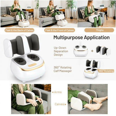 2-in-1 Shiatsu Foot and Calf Massager Deep Tissue Feet Massage Machine with Heat Deep Kneading for Plantar Fasciitis