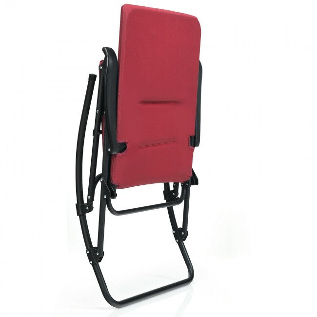 Outdoor Portable Folding Rocking Chair with Armrest &amp; Padded Seat