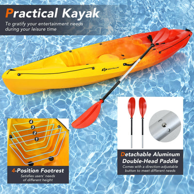 9.7FT Sit-On-Top Kayak Boat for Adults, 1-Person Fishing Kayak Raft with  Aluminum Paddle & 4 Fishing Rod Holders, Portable Touring Kayak for Sea,  Lake