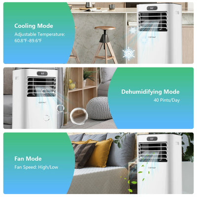 8000BTU 3-in-1 Portable Air Conditioner with Remote Control