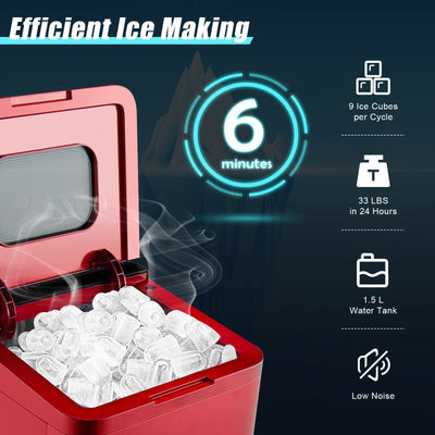 33 LBS/24 H Ice Maker Machine with Scoop and Basket