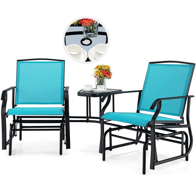 2 person patio set with umbrella 2 Person Outdoor Glider Chair Patio Bench Rocking Swing Loveseat with – Chairliving