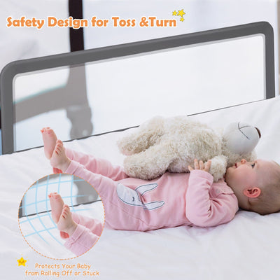 59 Inch Extra Long Folding Breathable Baby Children Toddlers Bed Rail Guard with Safety Strap