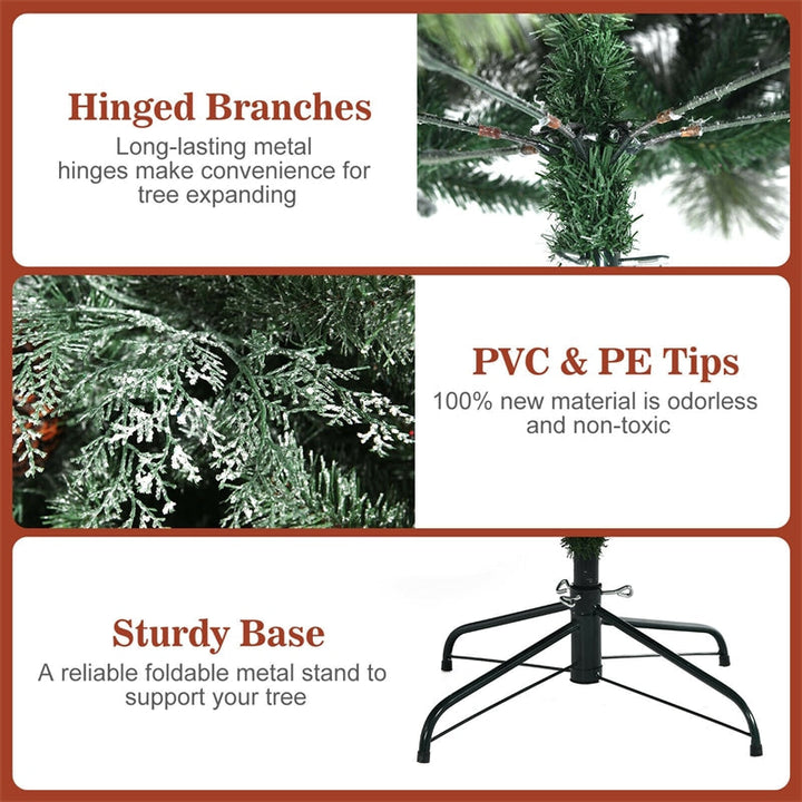 7ft Snow Flocked Hinged Artificial Christmas Tree with 1139 Branch Tips