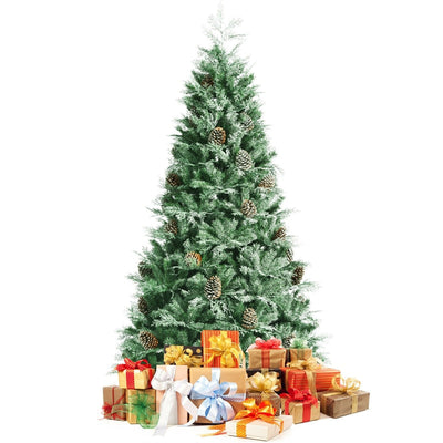 7ft Snow Flocked Hinged Artificial Christmas Tree with 1139 Branch Tips