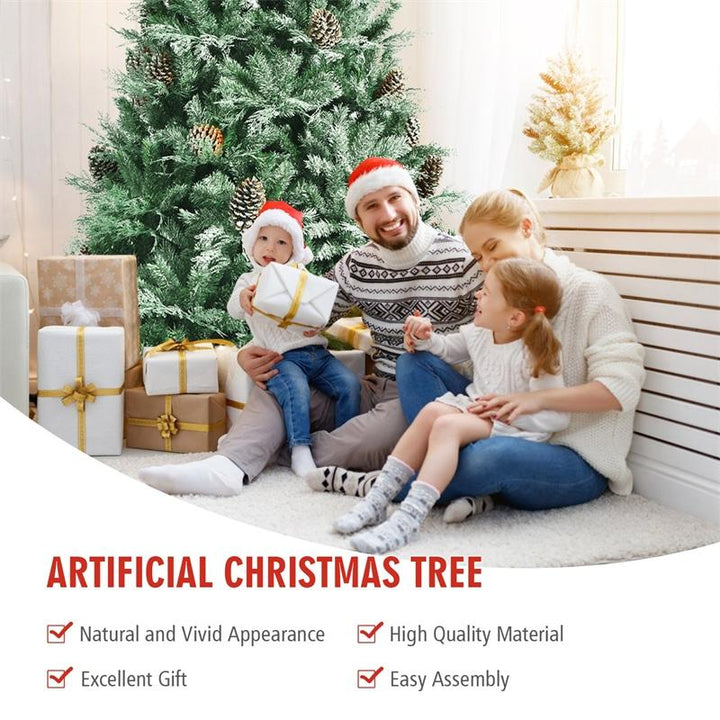 7ft Snow Flocked Hinged Artificial Christmas Tree with 1139 Branch Tips