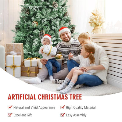 7ft Snow Flocked Hinged Artificial Christmas Tree with 1139 Branch Tips