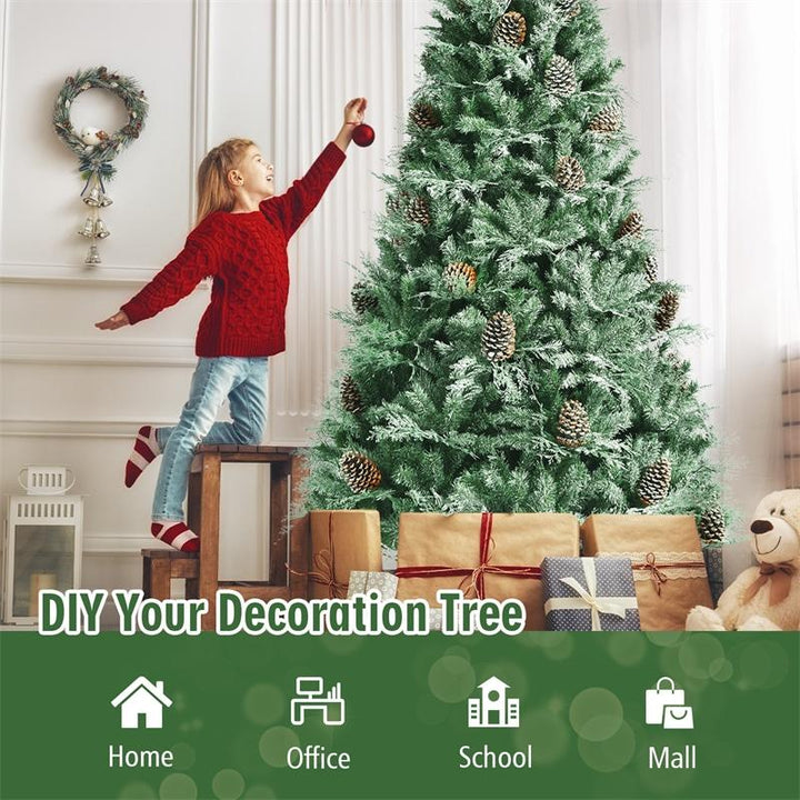 7ft Snow Flocked Hinged Artificial Christmas Tree with 1139 Branch Tips