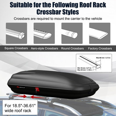 8.83 Cubic Feet Heavy Duty Car Cargo Box Waterproof Rooftop Luggage Storage Box with Security Keys