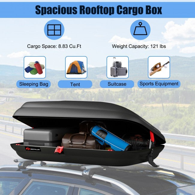 8.83 Cubic Feet Heavy Duty Car Cargo Box Waterproof Rooftop Luggage Storage Box with Security Keys