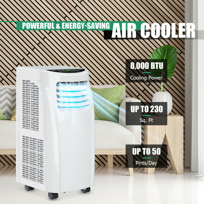 8000BTU Portable Air Conditioner Air Cooler with Dehumidifier Function and Remote Control