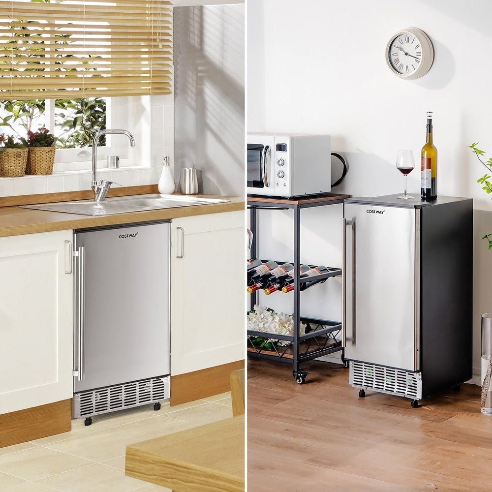 80Lbs/24H Commercial External Lab Ice Maker Free-Standing Under Counter Ice Machine with LED Light and 24H Timer