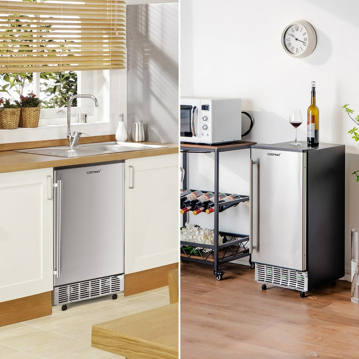 80Lbs/24H Commercial External Lab Ice Maker Free-Standing Under Counter Ice Machine with LED Light and 24H Timer