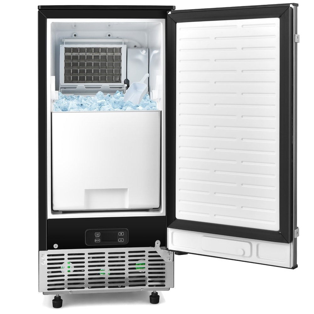 80Lbs/24H Commercial External Lab Ice Maker Free-Standing Under Counter Ice Machine with LED Light and 24H Timer