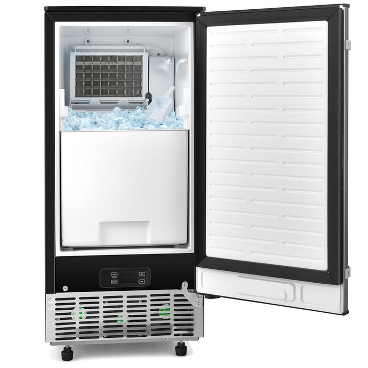 80Lbs/24H Commercial External Lab Ice Maker Free-Standing Under Counter Ice Machine with LED Light and 24H Timer