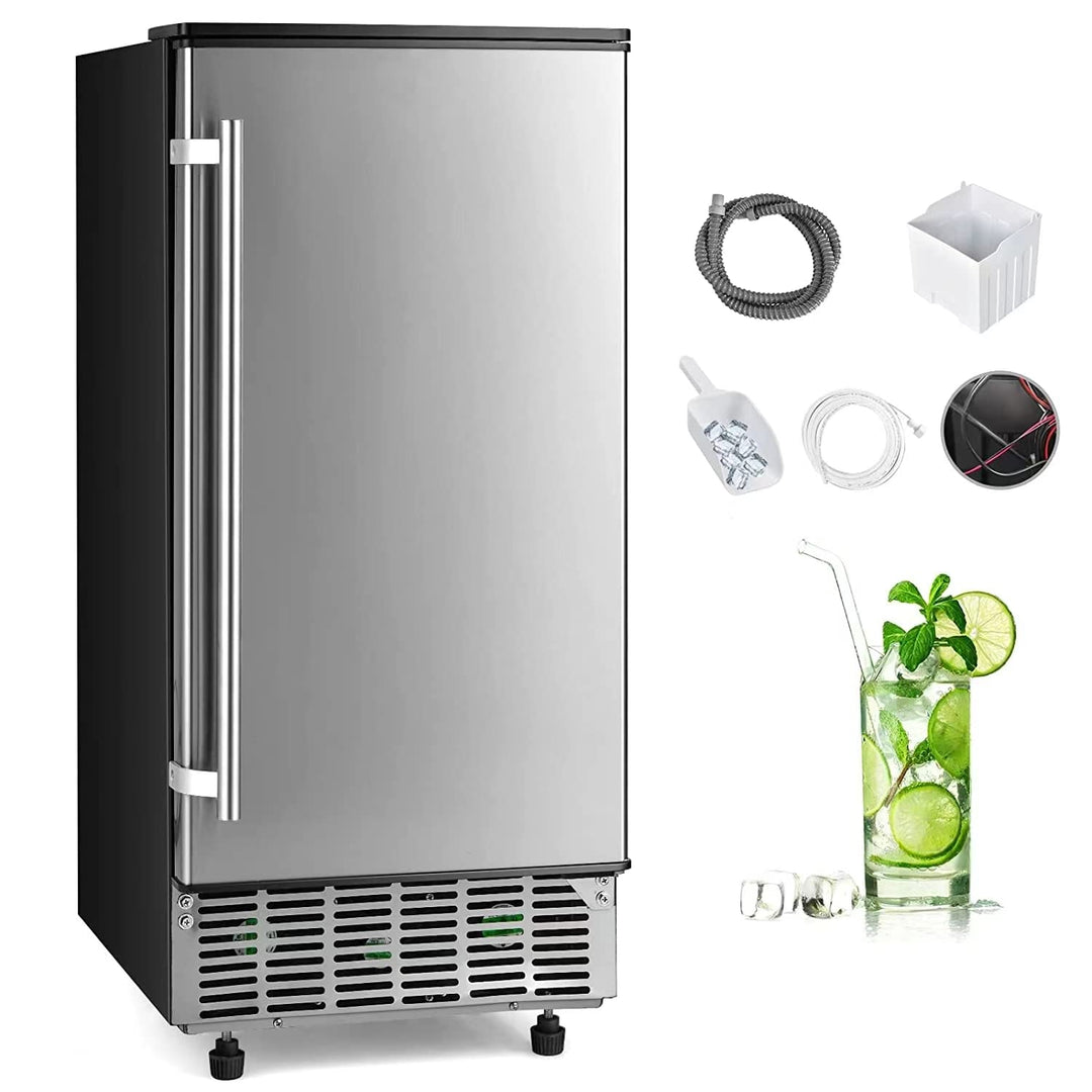 80Lbs/24H Commercial External Lab Ice Maker Free-Standing Under Counter Ice Machine with LED Light and 24H Timer