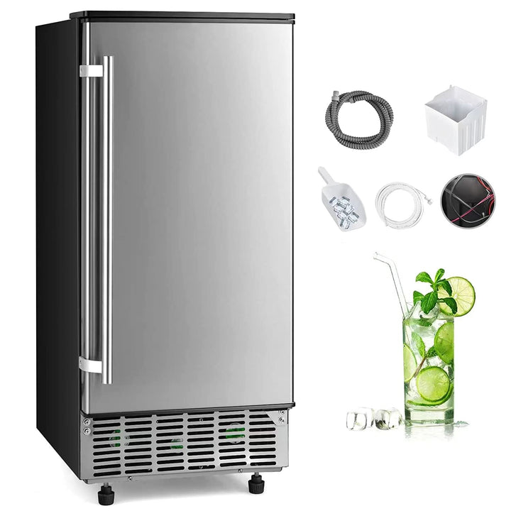 80Lbs/24H Commercial External Lab Ice Maker Free-Standing Under Counter Ice Machine with LED Light and 24H Timer